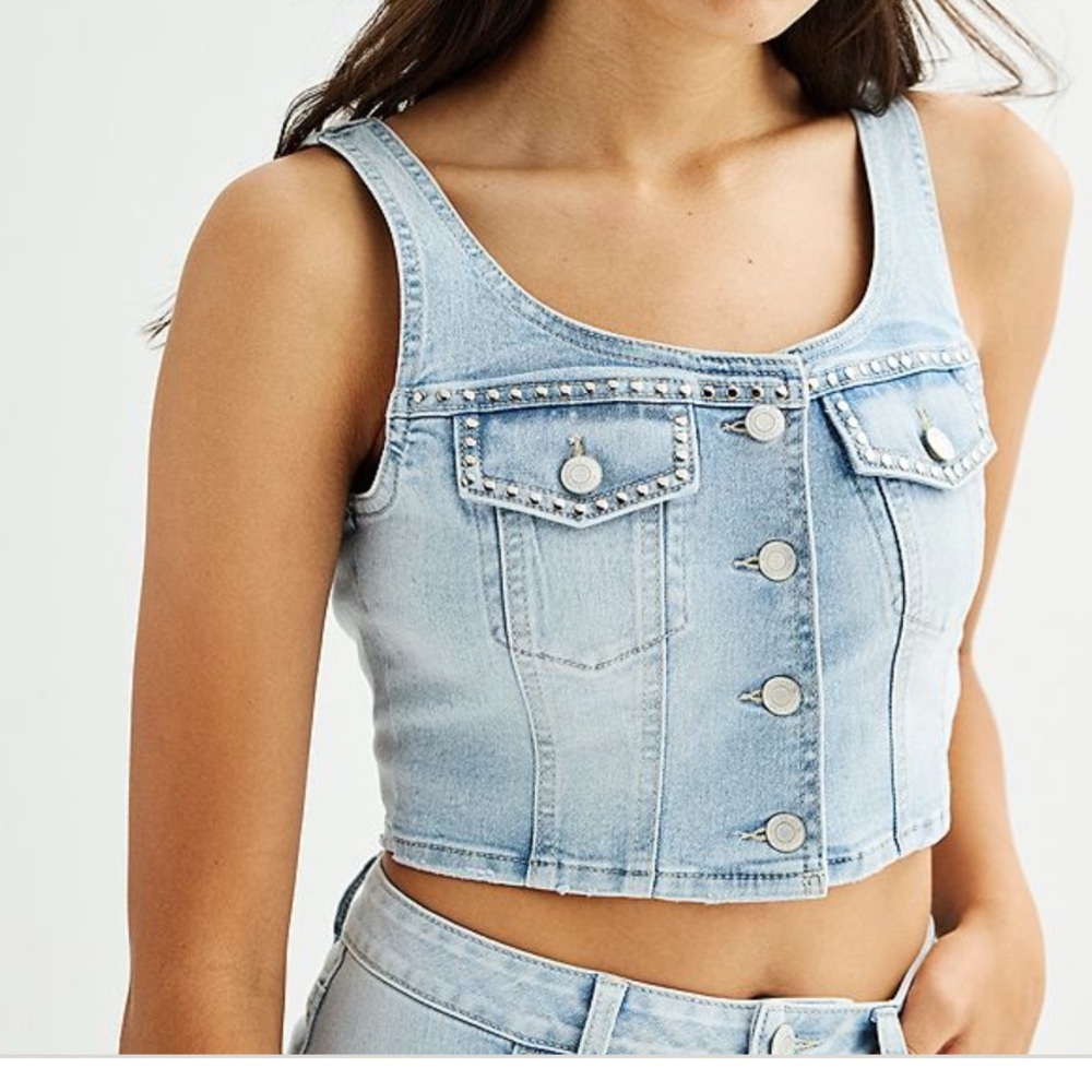 Vanilla Star Blue Fitted Crop Tank Top